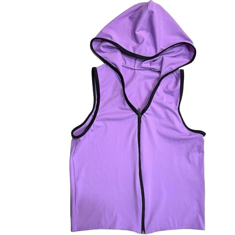 WEISSMAN‎ Unisex Lavender Hooded Dance Vest Size LC Zipper Hip Hop Costume NEW
